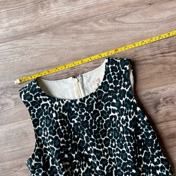 J.Crew cotton sheath dress sleeveless black, cream & green leopard print size 6 - Picture 9 of 12